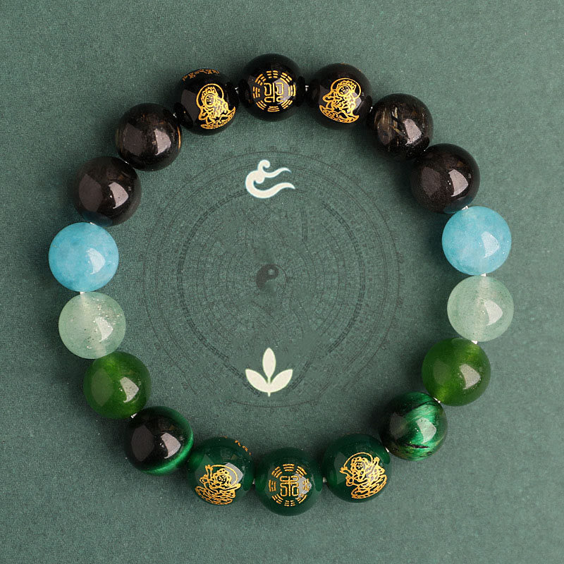 KarmaRipple's Five Elements Various Agate Gemstone South Red Agate Strawberry Quartz Sun Stone Citrine Fortune Bracelet p28