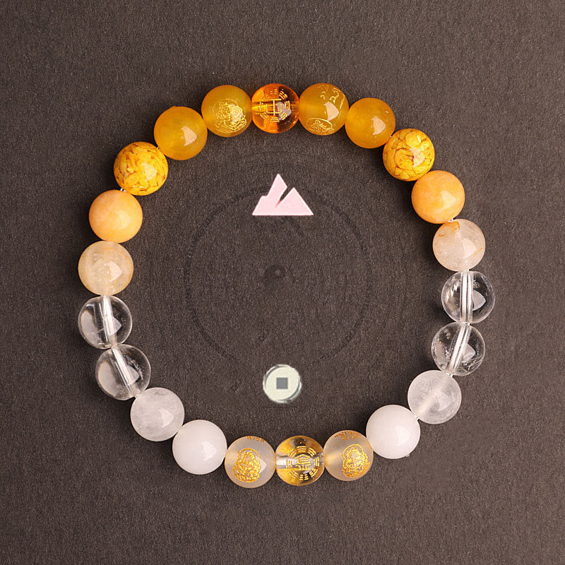 KarmaRipple's Five Elements Various Agate Gemstone South Red Agate Strawberry Quartz Sun Stone Citrine Fortune Bracelet p36