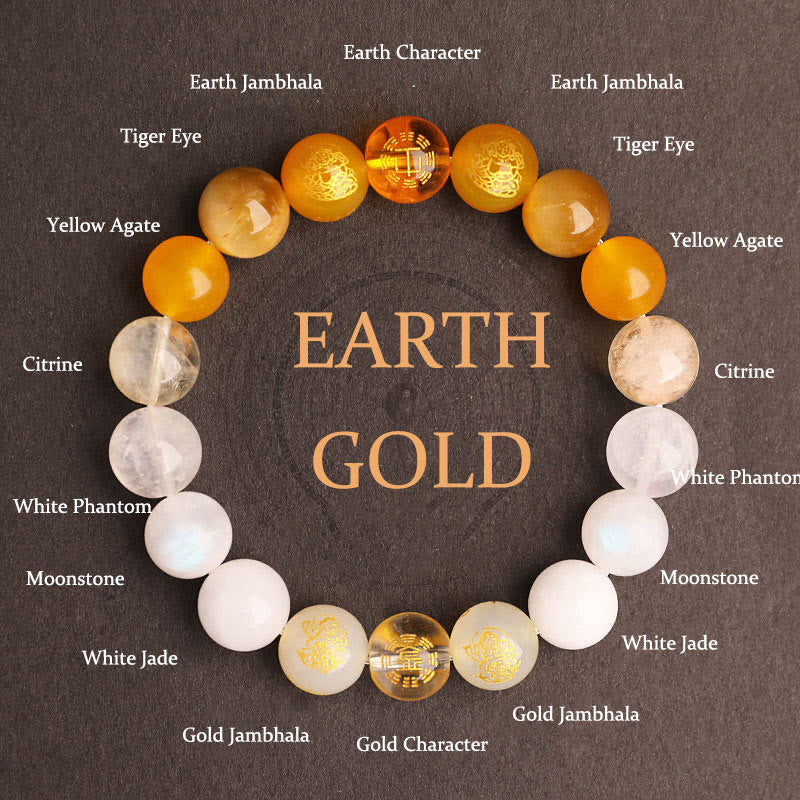 KarmaRipple's Five Elements Various Agate Gemstone South Red Agate Strawberry Quartz Sun Stone Citrine Fortune Bracelet p11