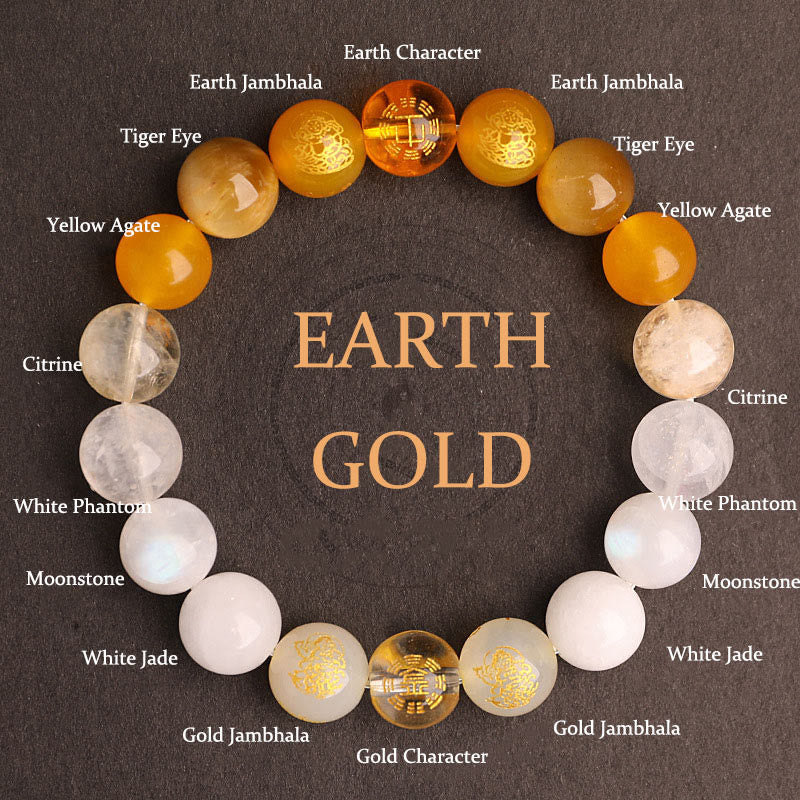 KarmaRipple's Five Elements Various Agate Gemstone South Red Agate Strawberry Quartz Sun Stone Citrine Fortune Bracelet p55