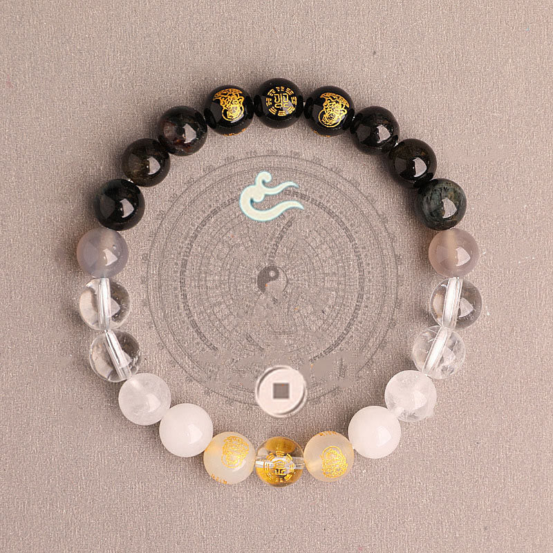 KarmaRipple's Five Elements Various Agate Gemstone South Red Agate Strawberry Quartz Sun Stone Citrine Fortune Bracelet p39