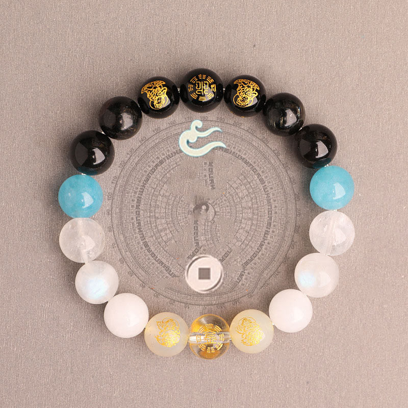 KarmaRipple's Five Elements Various Agate Gemstone South Red Agate Strawberry Quartz Sun Stone Citrine Fortune Bracelet p40