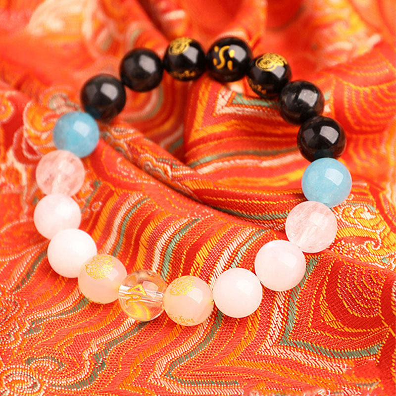 KarmaRipple's Five Elements Various Agate Gemstone South Red Agate Strawberry Quartz Sun Stone Citrine Fortune Bracelet p42