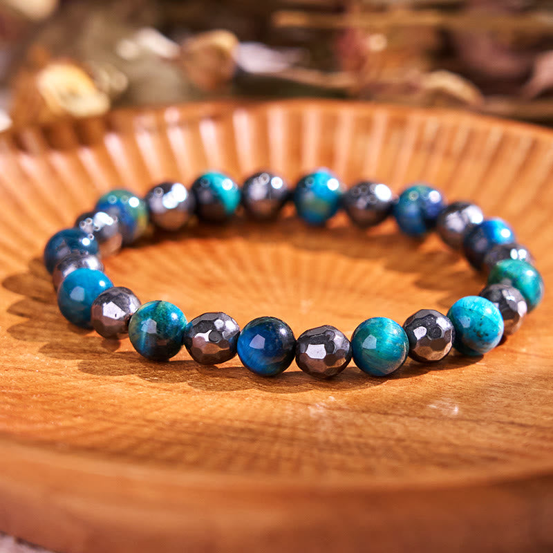 KarmaRipple's 2Pcs Hematite Tiger Eye Blue Tiger Eye Powerful Bracelet Set p4