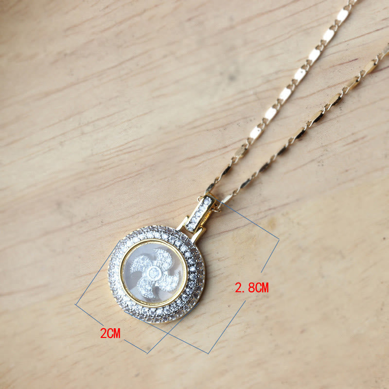 KarmaRipple's Gold plated Bronze Brass Rotatable Windmill Fu Balance Pendant Necklace p15
