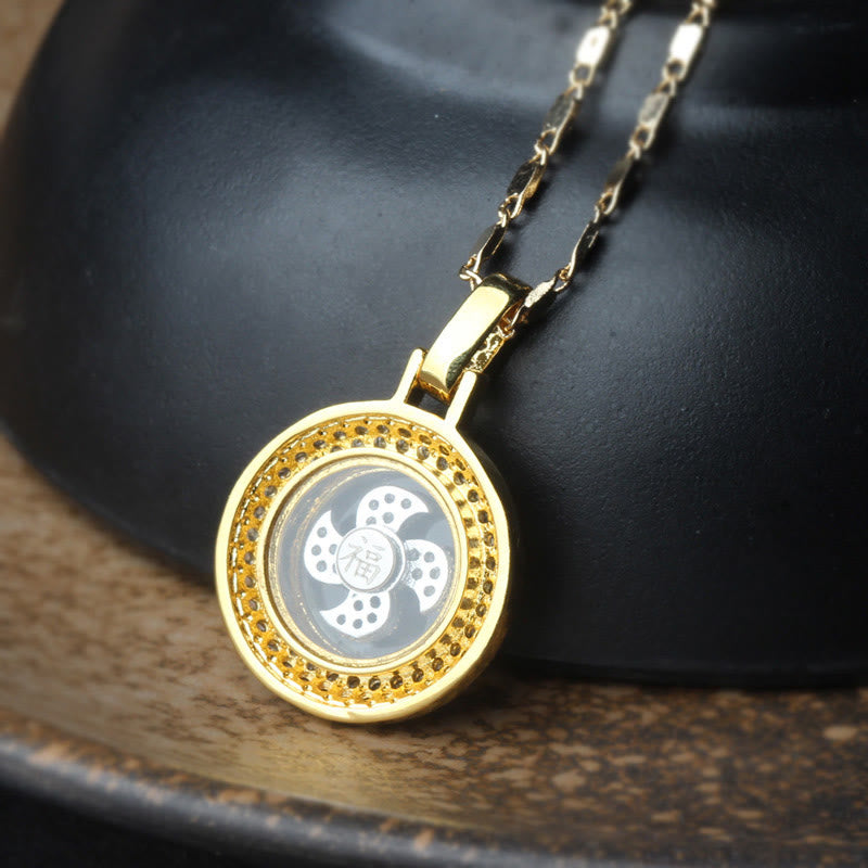 KarmaRipple's Gold plated Bronze Brass Rotatable Windmill Fu Balance Pendant Necklace p12