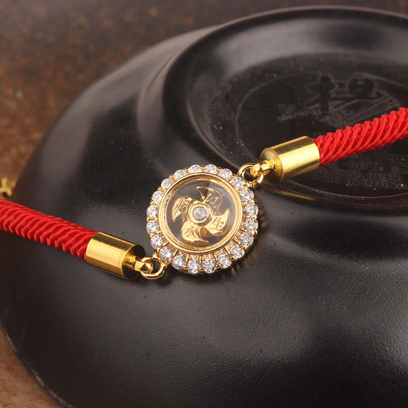 KarmaRipple's Red String Bronze Brass Rotatable Windmill Feng Sheng Shui Qi Protection Woven Bracelet p12