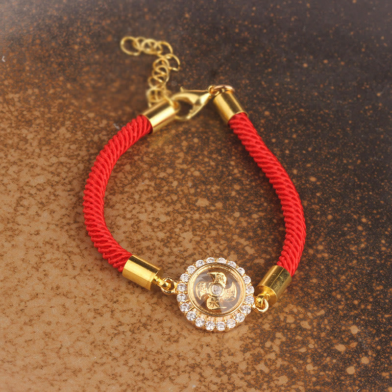 KarmaRipple's Red String Bronze Brass Rotatable Windmill Feng Sheng Shui Qi Protection Woven Bracelet p10