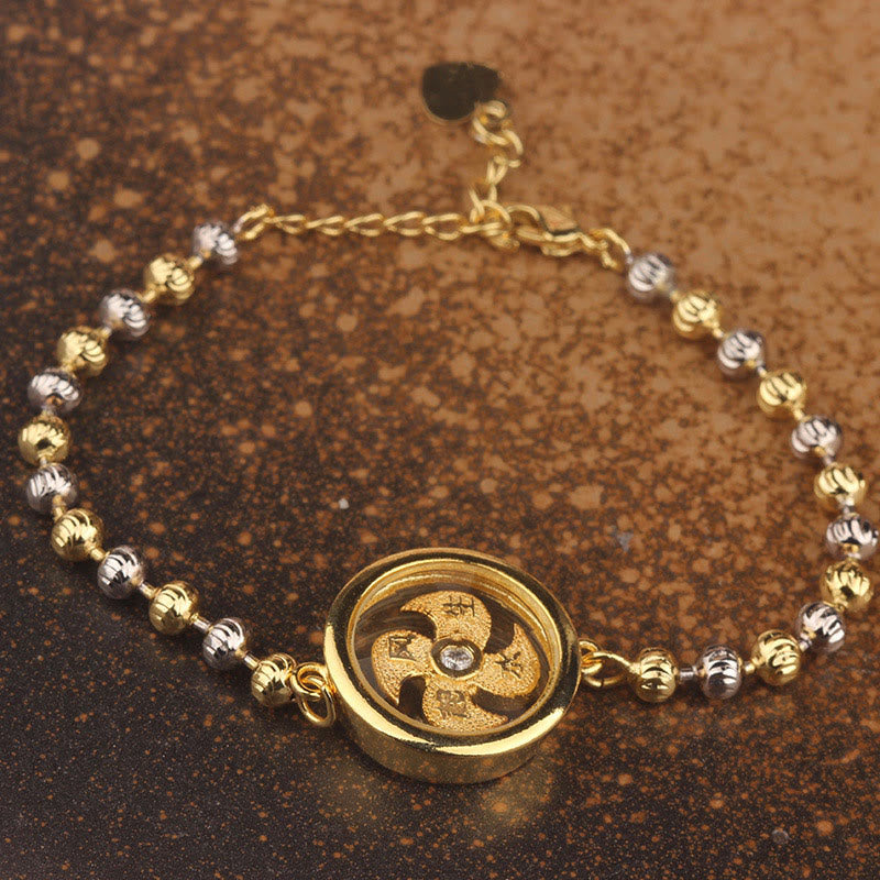 KarmaRipple's Feng Sheng Shui Qi Bronze Brass Rotatable Windmill Bead Protection Woven Bracelet p5