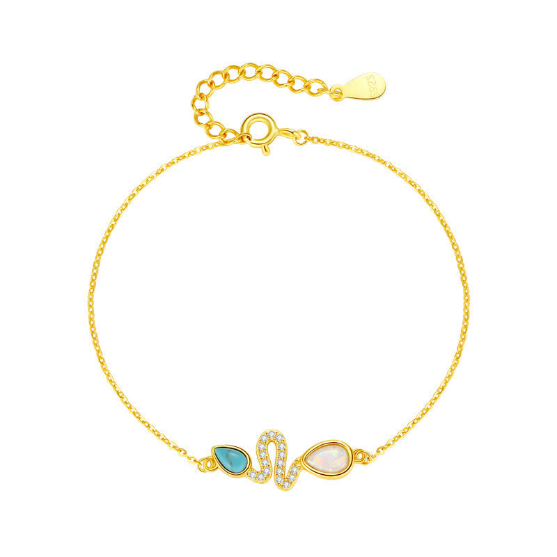 KarmaRipple's 925 Sterling Silver Turquoise Opal Year Of The Snake Protection Bracelet p3