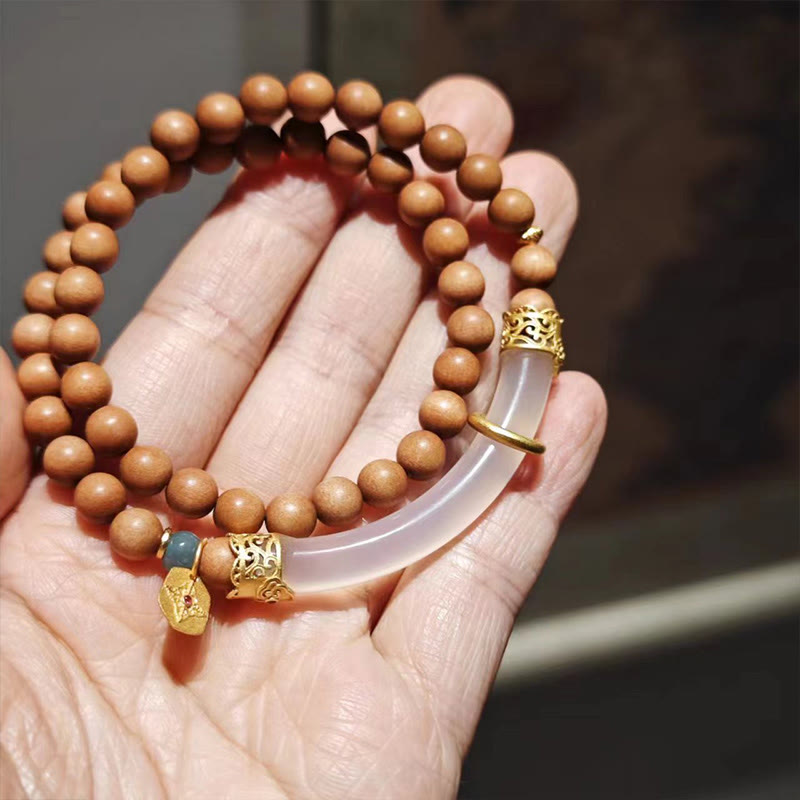 KarmaRipple's Sandalwood Gray Agate Chalcedony Cuff Half Bracelet Bangle p4
