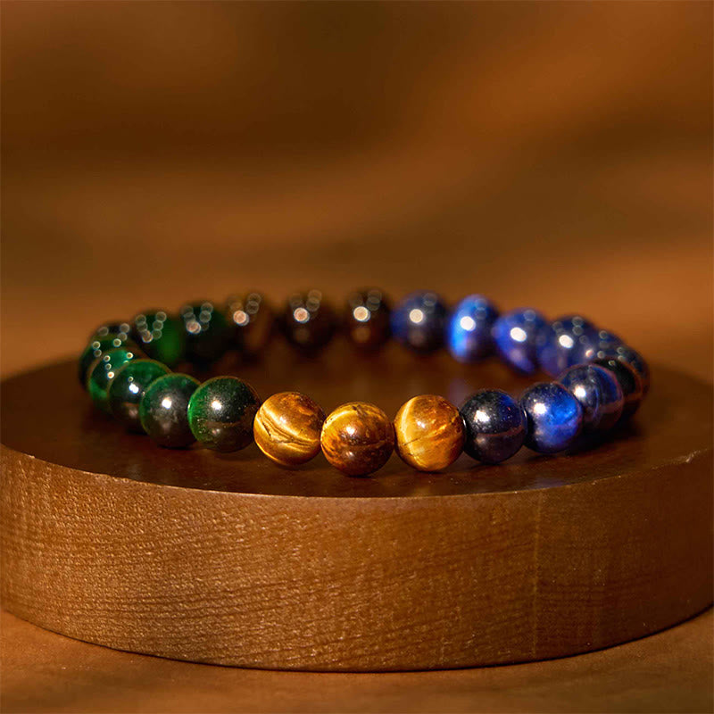 KarmaRipple's Blue Tiger Eye Green Tiger Eye Tiger Eye Balance Bracelet p1