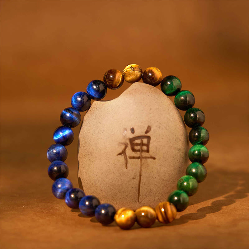 KarmaRipple's Blue Tiger Eye Green Tiger Eye Tiger Eye Balance Bracelet p2
