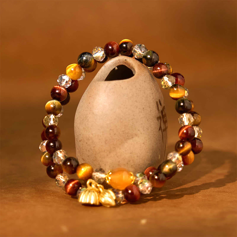 KarmaRipple's Colorful Tiger Eye Lotus Multi-circle Elastic Rope Protection Bracelet p2