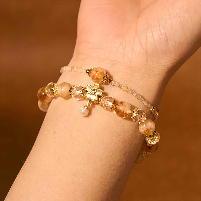 KarmaRipple's Authentic Citrine Glass Beadwork Flower Multiple Layers Prosperity Bracelet p3
