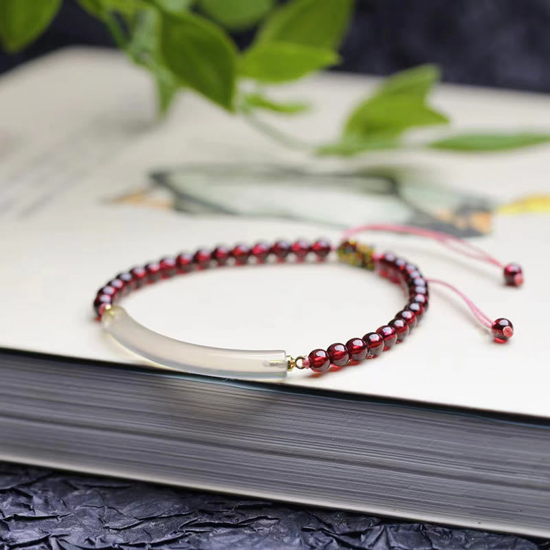 KarmaRipple's Garnet Gray Agate Calm Cuff Half Bracelet Bangle p1