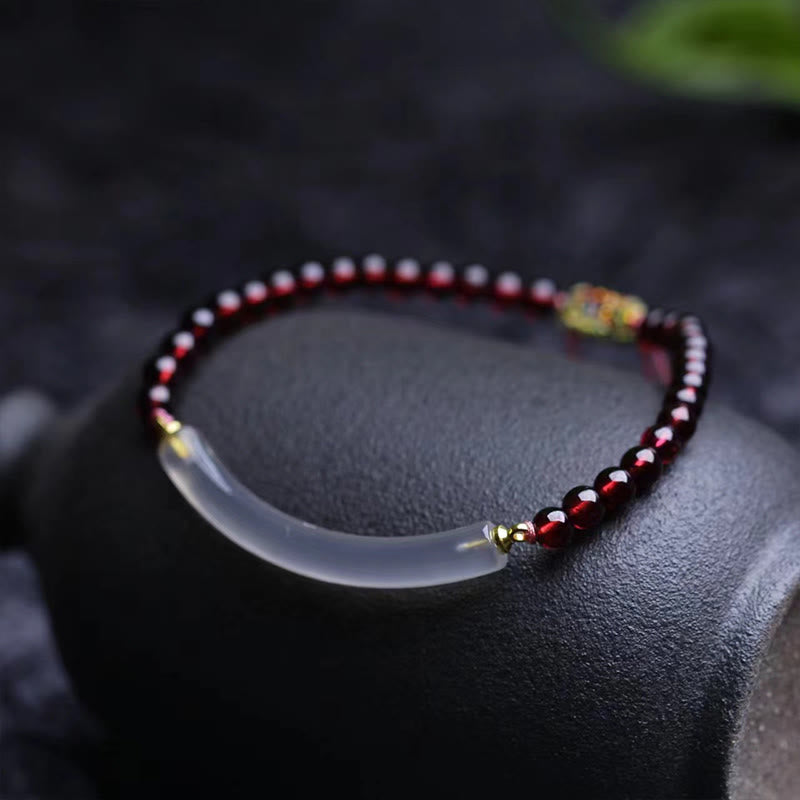 KarmaRipple's Garnet Gray Agate Calm Cuff Half Bracelet Bangle p2