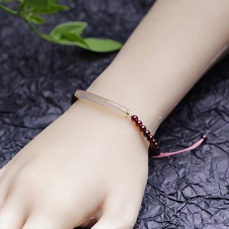 KarmaRipple's Garnet Gray Agate Calm Cuff Half Bracelet Bangle p4