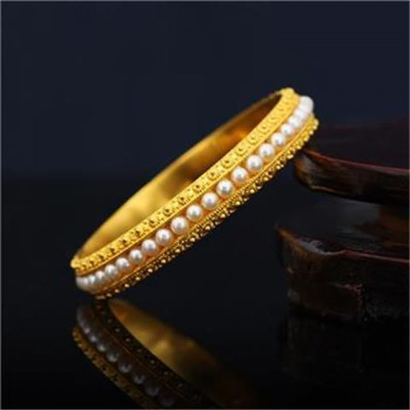 KarmaRipple's Bronze Pearl Balancing Cuff Half Bracelet Bangle p1