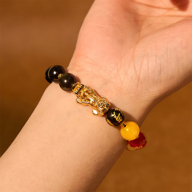 KarmaRipple's Authentic Gold Sheen Obsidian PiXiu Five Directions Gods of Wealth Protection Bracelet p5