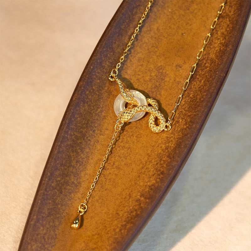 KarmaRipple's Chalcedony Peace Buckle 925 Sterling Silver Gold Year Of The Snake Balance Pendant Necklace p10