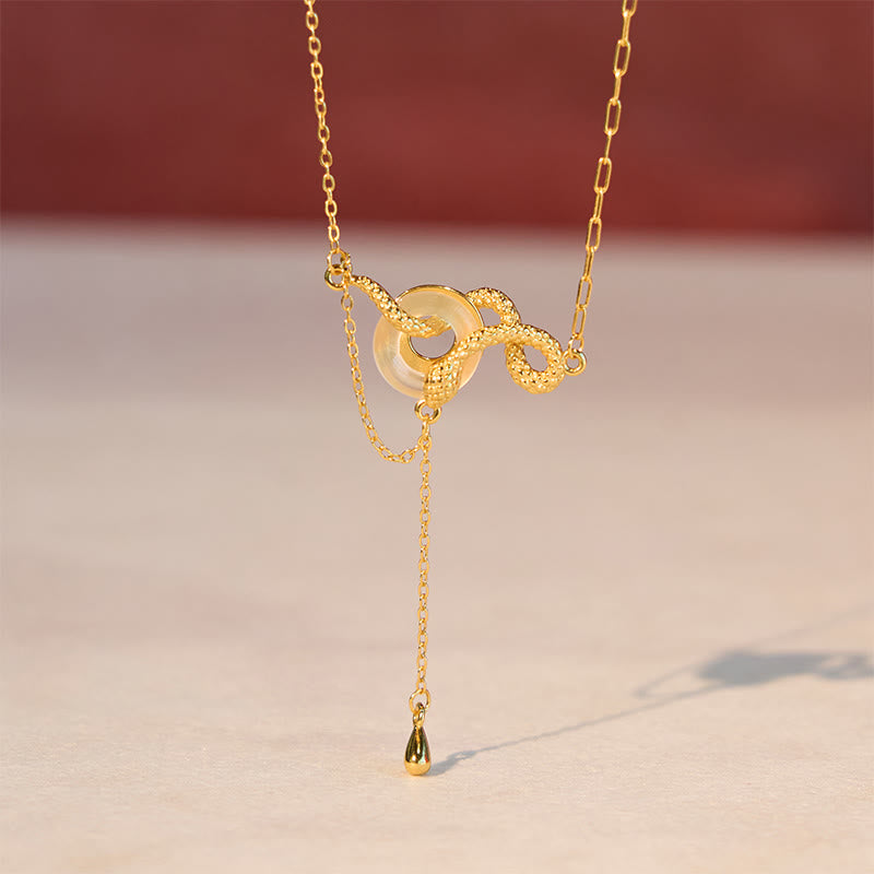 KarmaRipple's Chalcedony Peace Buckle 925 Sterling Silver Gold Year Of The Snake Balance Pendant Necklace p9