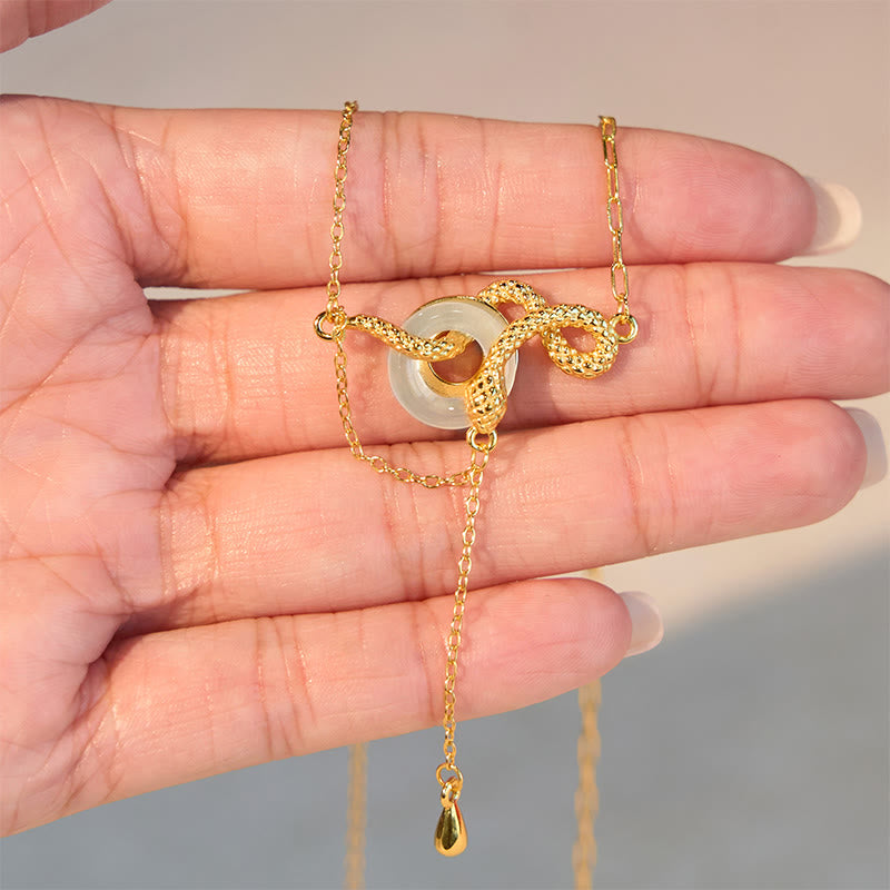 KarmaRipple's Chalcedony Peace Buckle 925 Sterling Silver Gold Year Of The Snake Balance Pendant Necklace p11