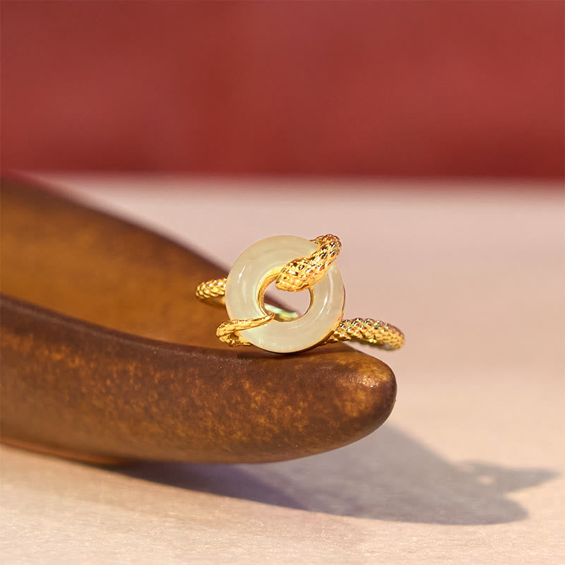 KarmaRipple's Chalcedony Peace Buckle 925 Sterling Silver Golden Year Of The Snake Balance Ring p2