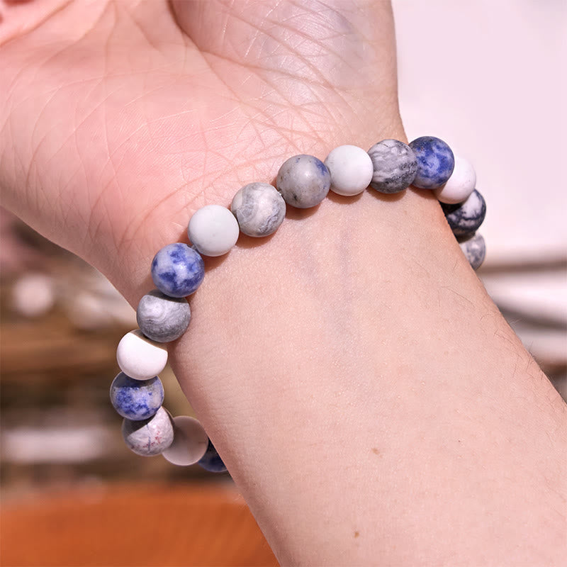 KarmaRipple's Ivory Turquoise Picasso Jasper Blue Spot Jasper Relaxation Bracelet p3