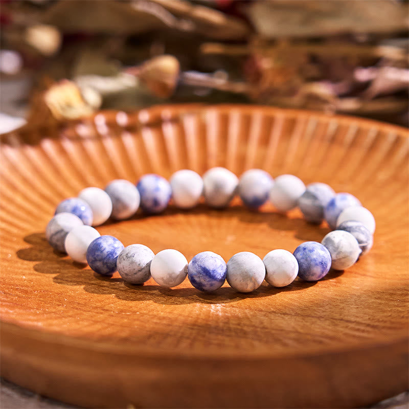 KarmaRipple's Ivory Turquoise Picasso Jasper Blue Spot Jasper Relaxation Bracelet p1