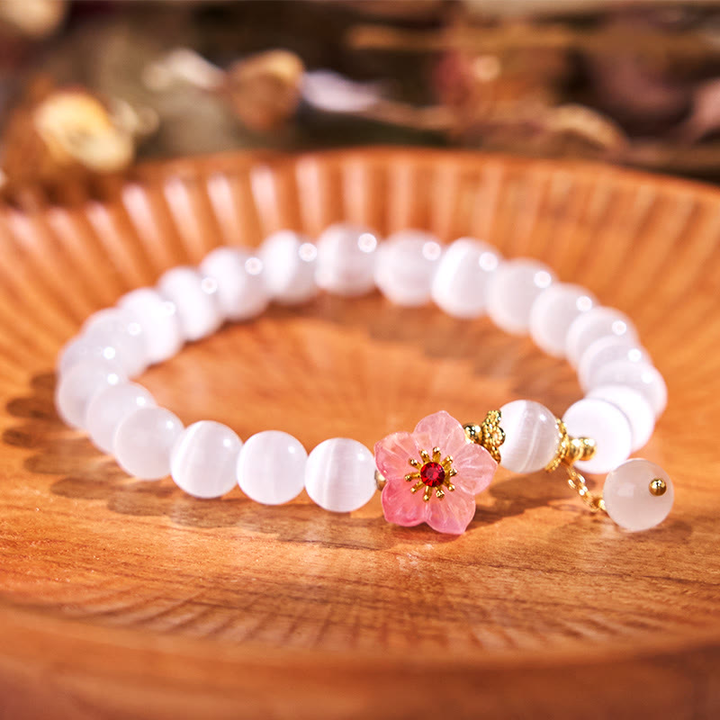 KarmaRipple's Cat's Eye Chrysoberyl Flower Love Bracelet p5