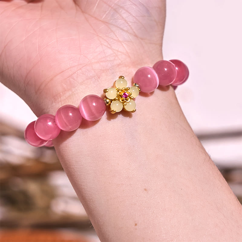 KarmaRipple's Cat's Eye Chrysoberyl Flower Love Bracelet p27