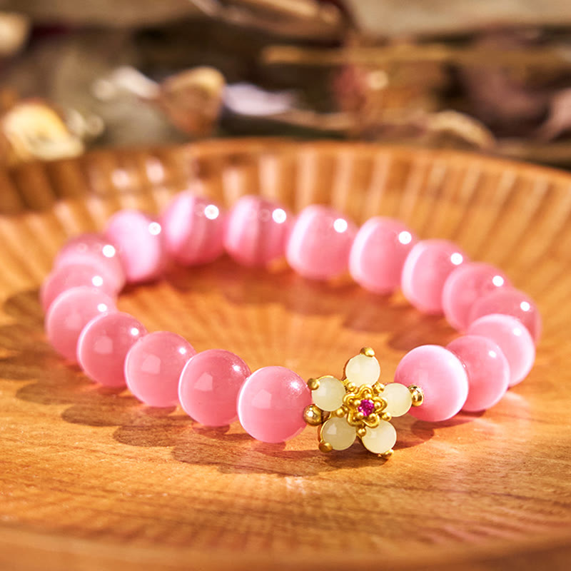 KarmaRipple's Cat's Eye Chrysoberyl Flower Love Bracelet p4