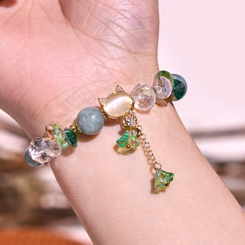 KarmaRipple's Amethyst Green Gemstone Red Gemstone Cat Balance Bracelet p12