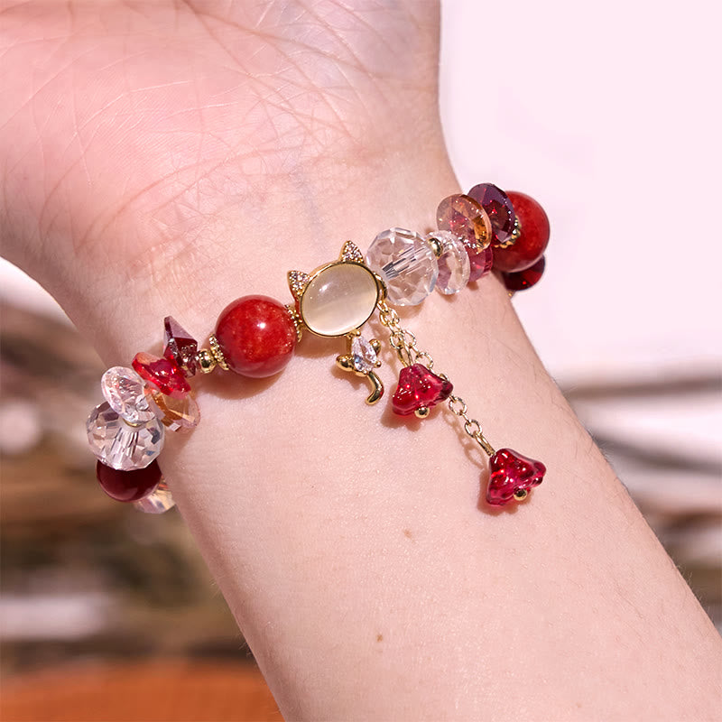 KarmaRipple's Amethyst Green Gemstone Red Gemstone Cat Balance Bracelet p18
