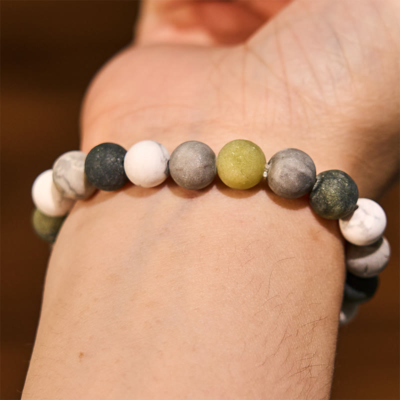 KarmaRipple's Ivory Turquoise Picasso Jasper Green Calcite Blessing Bracelet p3