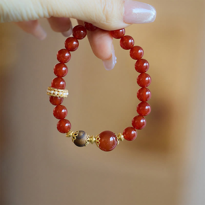 KarmaRipple's Red Agate Agarwood Confidence Bracelet p1
