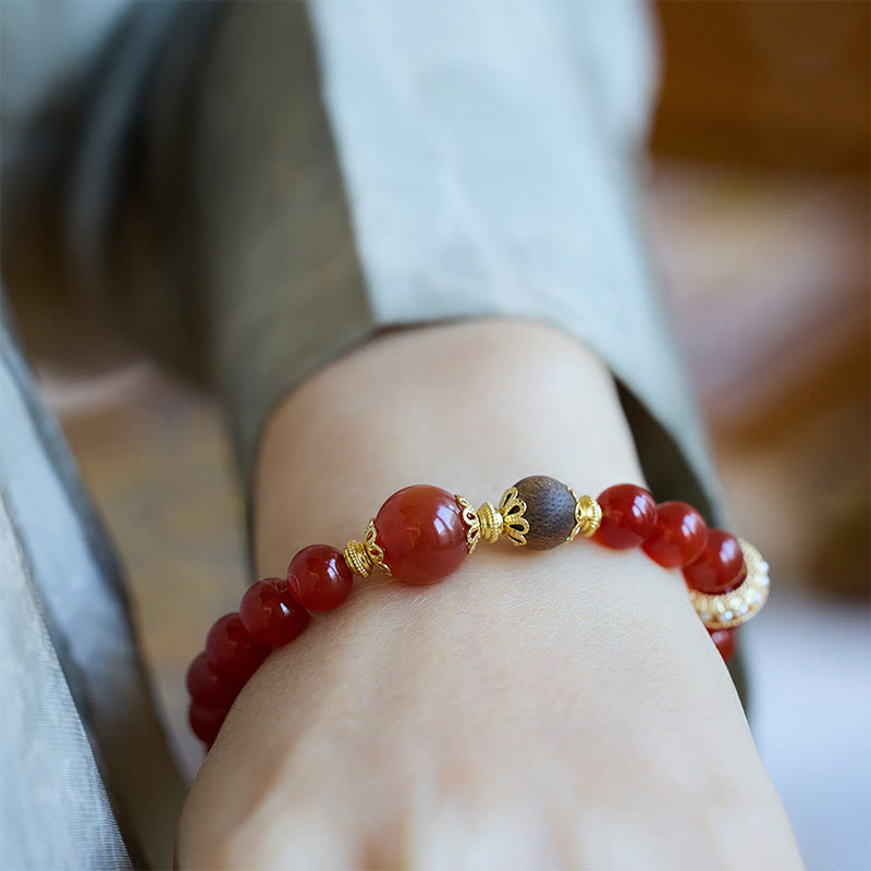 KarmaRipple's Red Agate Agarwood Confidence Bracelet p4