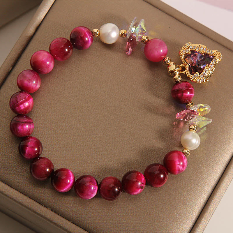 KarmaRipple's Red Tiger Eye Citrine Amethyst Heart Calm Bracelet p4