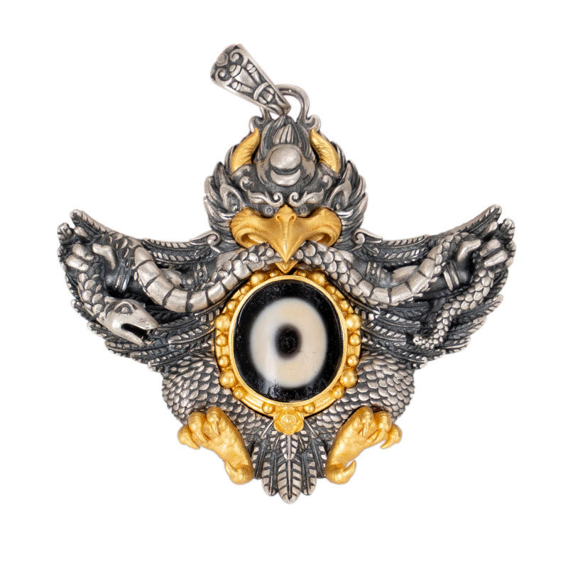 KarmaRipple's 925 Sterling Silver Tibet Garuda Bird Dzi Bead Protection Pendant Necklace p14