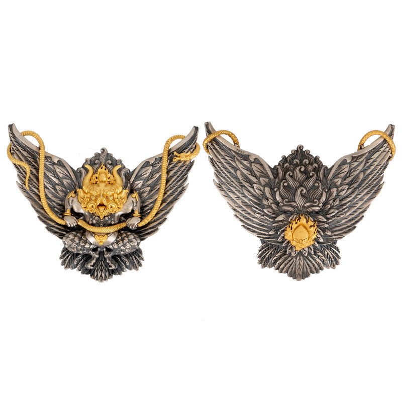 KarmaRipple's 925 Sterling Silver Tibetan Garuda Bird Dragon Snake Wisdom Pendant Necklace p14