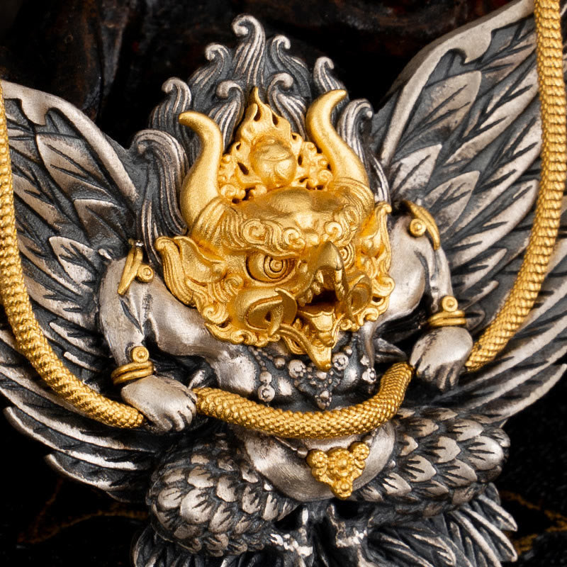 KarmaRipple's 925 Sterling Silver Tibetan Garuda Bird Dragon Snake Wisdom Pendant Necklace p10