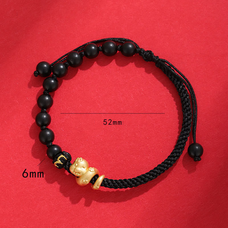 KarmaRipple's Small Leaf Red Sandalwood Ebony Wood Beadwork 999 Year Of The Snake Cotton Rope Protection Woven Bracelet p10