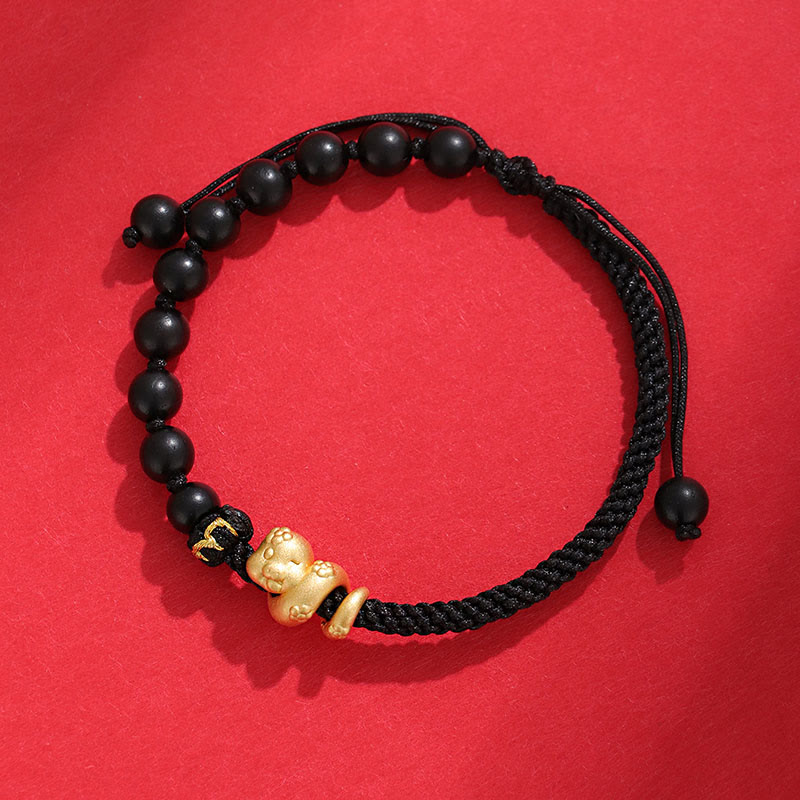 KarmaRipple's Small Leaf Red Sandalwood Ebony Wood Beadwork 999 Year Of The Snake Cotton Rope Protection Woven Bracelet p2