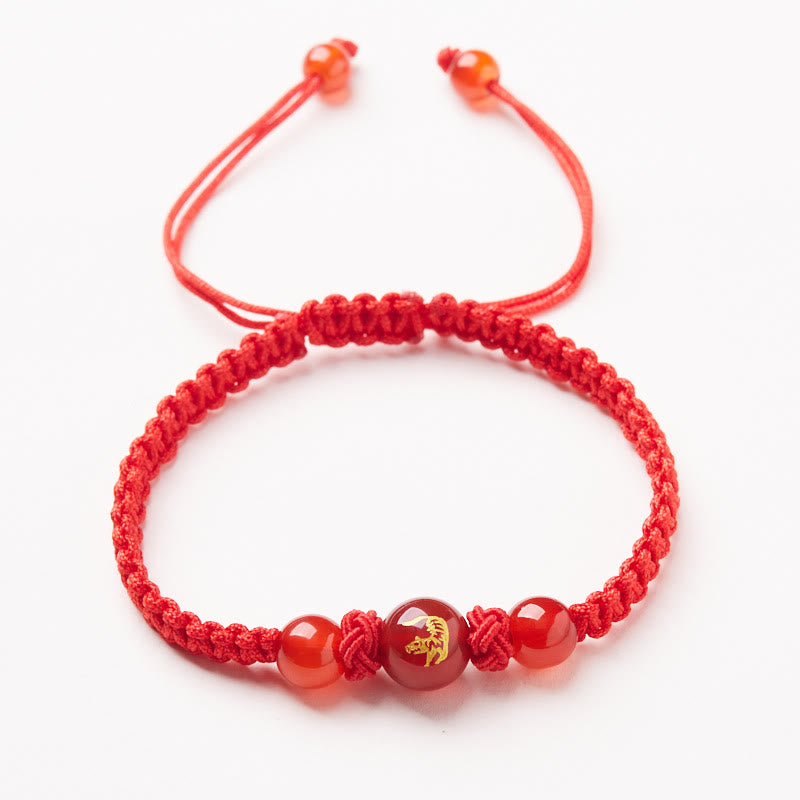 KarmaRipple's Authentic Red Agate Chinese Zodiac Red String Woven Protection Fortune Bracelet p4