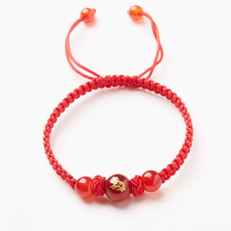 KarmaRipple's Authentic Red Agate Chinese Zodiac Red String Woven Protection Fortune Bracelet p5
