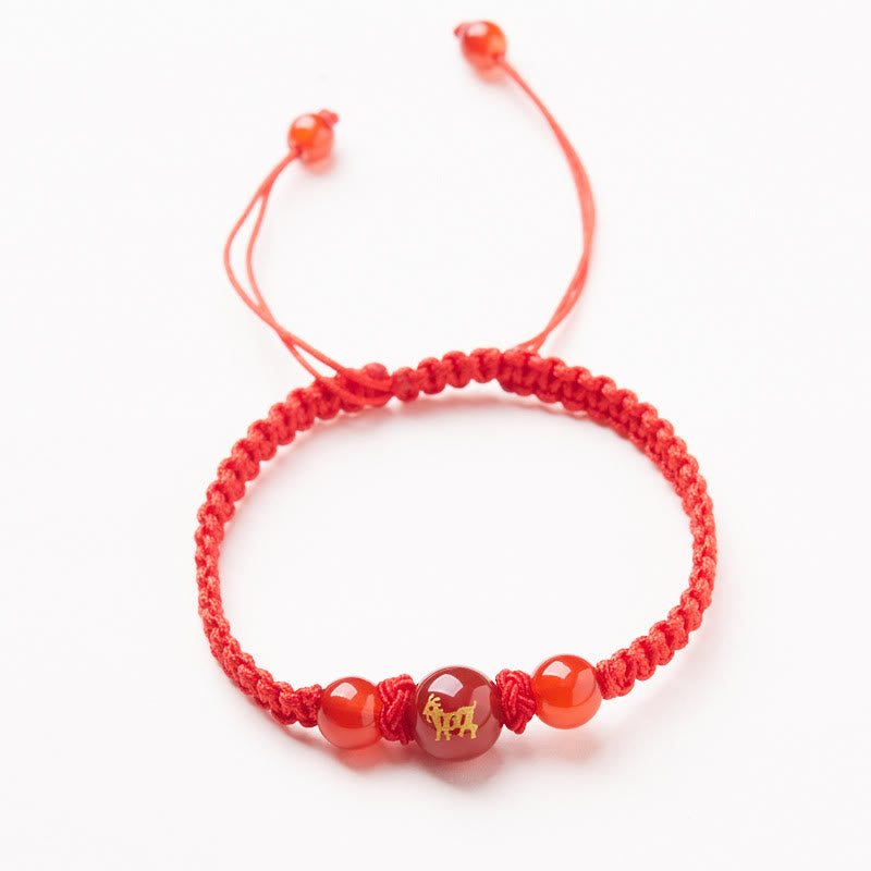 KarmaRipple's Authentic Red Agate Chinese Zodiac Red String Woven Protection Fortune Bracelet p8