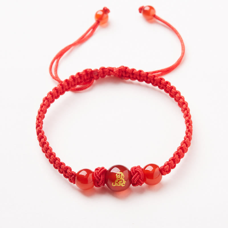 KarmaRipple's Authentic Red Agate Chinese Zodiac Red String Woven Protection Fortune Bracelet p9
