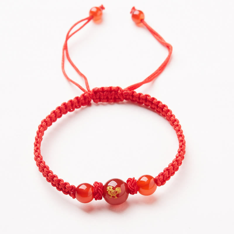 KarmaRipple's Authentic Red Agate Chinese Zodiac Red String Woven Protection Fortune Bracelet p10