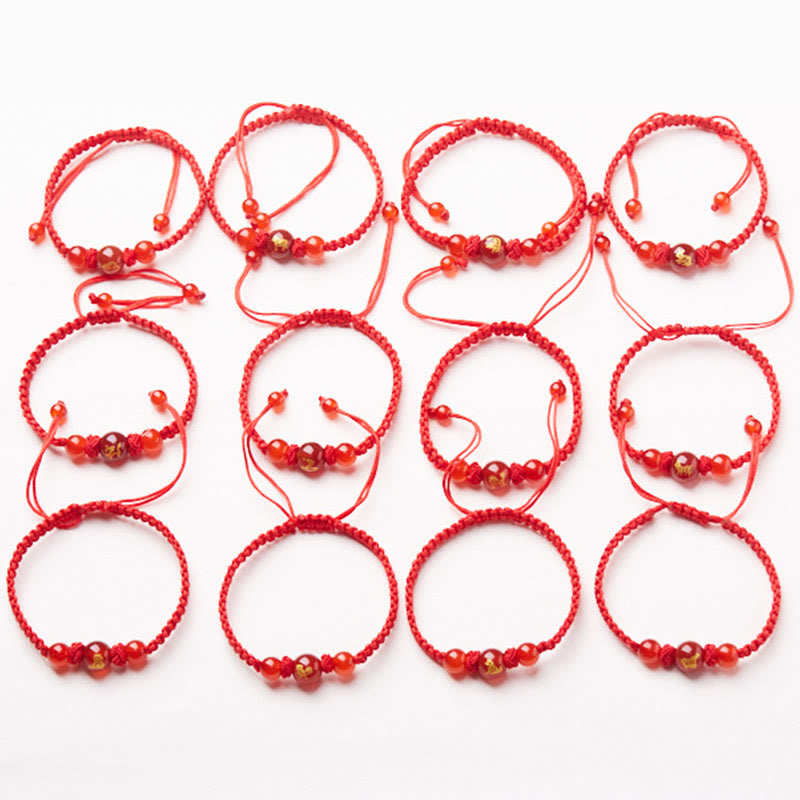 KarmaRipple's Authentic Red Agate Chinese Zodiac Red String Woven Protection Fortune Bracelet p22